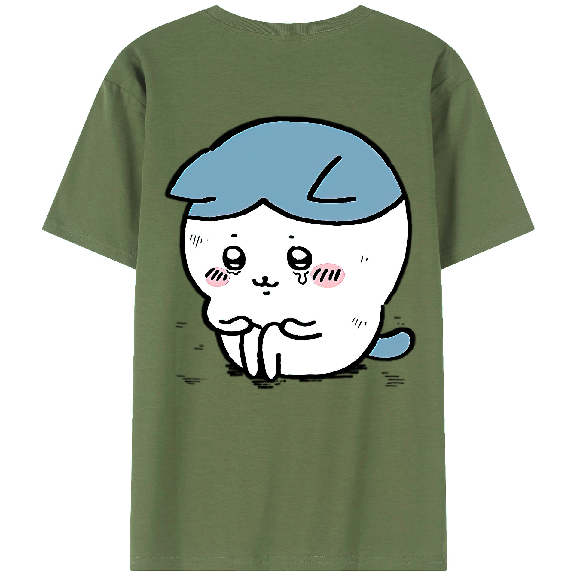 （画像用） ちいかわ ハチワレ Chii-kawa hachiware 綿100％ メンズ半袖Tシャツ（バックプリント） 通気性
